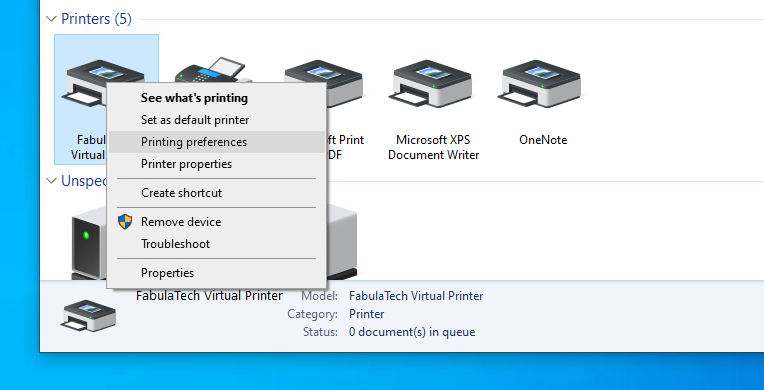 FabulaTech Printing Preferences